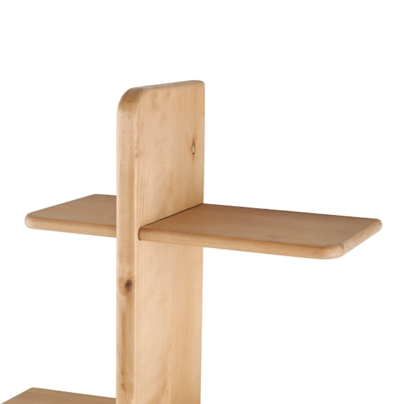 Natural Birch Wood 3-Tier Floating Wall Shelf