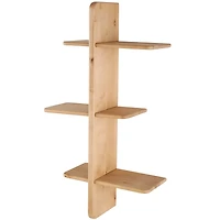 Natural Birch Wood 3-Tier Floating Wall Shelf