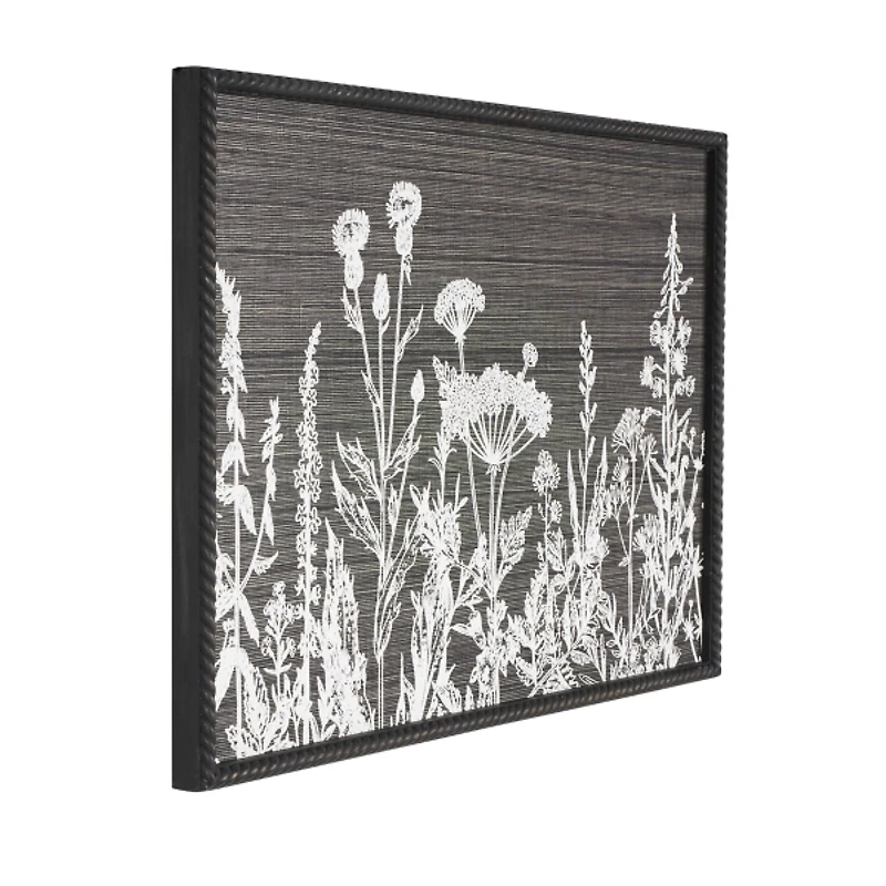 Black Floral Relief Wall Plaque