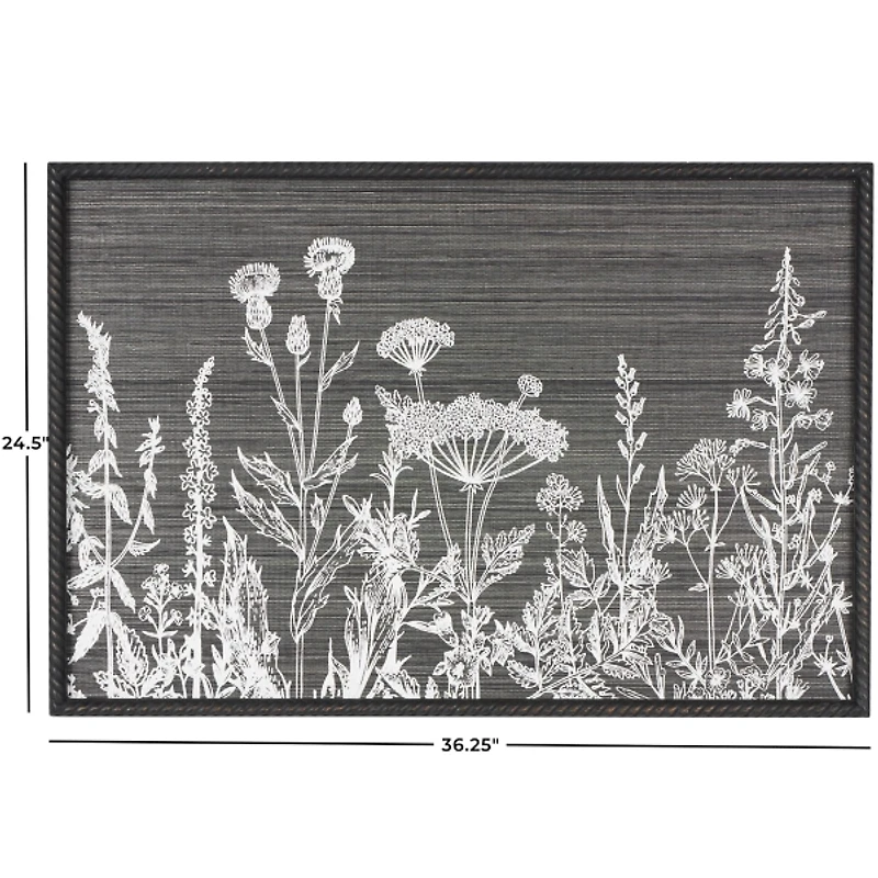 Black Floral Relief Wall Plaque