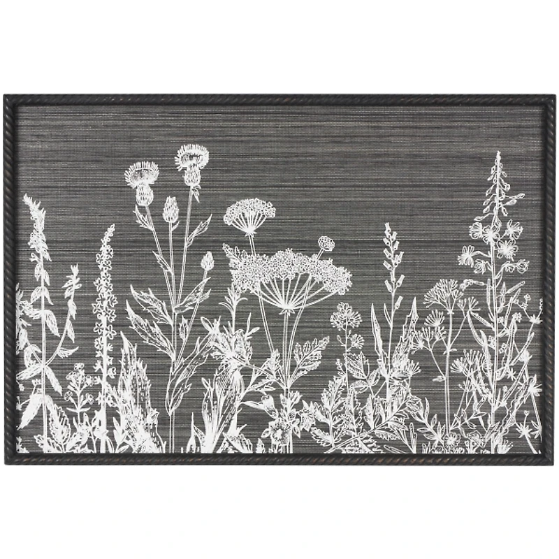 Black Floral Relief Wall Plaque