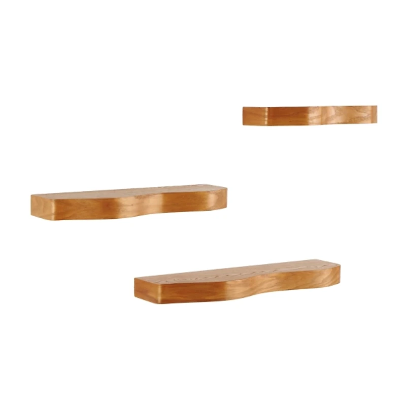 Brown Organic Shape 3-pc. Floating Wall Shelf