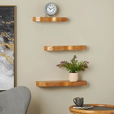 Brown Organic Shape 3-pc. Floating Wall Shelf