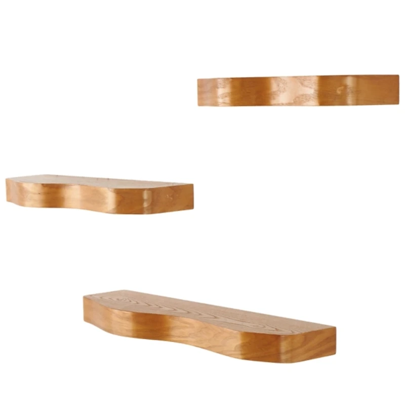 Brown Organic Shape 3-pc. Floating Wall Shelf