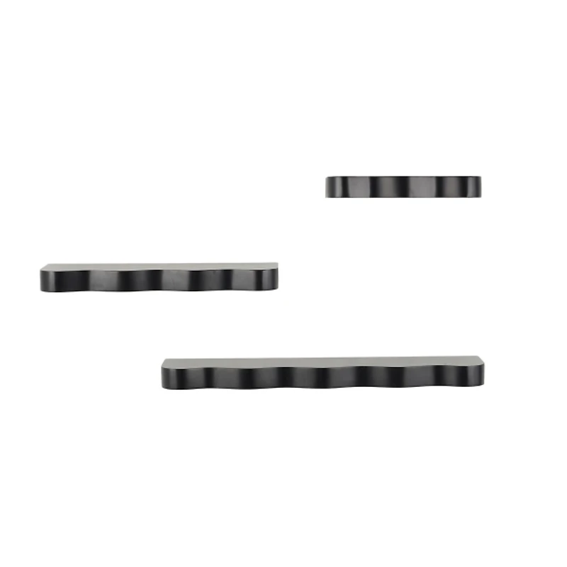 Black Wavy 3-pc. Floating Wall Shelf