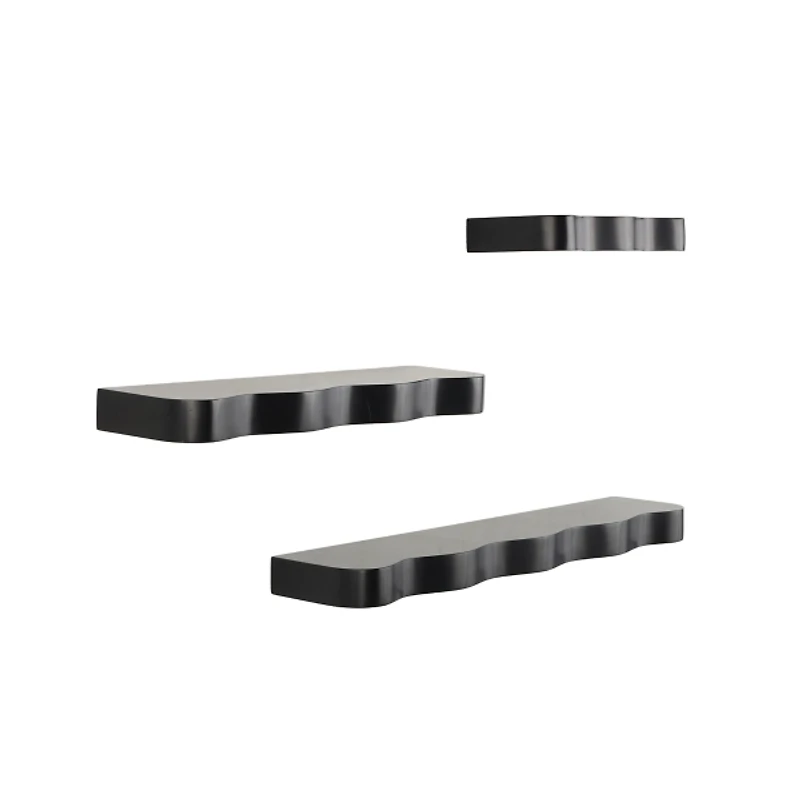 Black Wavy 3-pc. Floating Wall Shelf