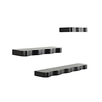 Black Wavy 3-pc. Floating Wall Shelf