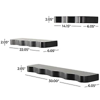 Black Wavy 3-pc. Floating Wall Shelf