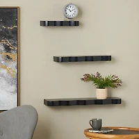Black Wavy 3-pc. Floating Wall Shelf
