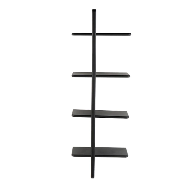 Black Wood 4-Tier Floating Wall Shelf