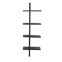Black Wood 4-Tier Floating Wall Shelf