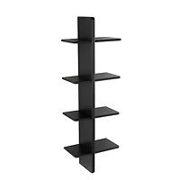 Black Wood 4-Tier Floating Wall Shelf