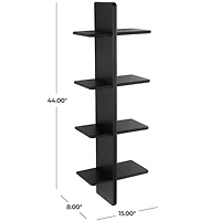 Black Wood 4-Tier Floating Wall Shelf