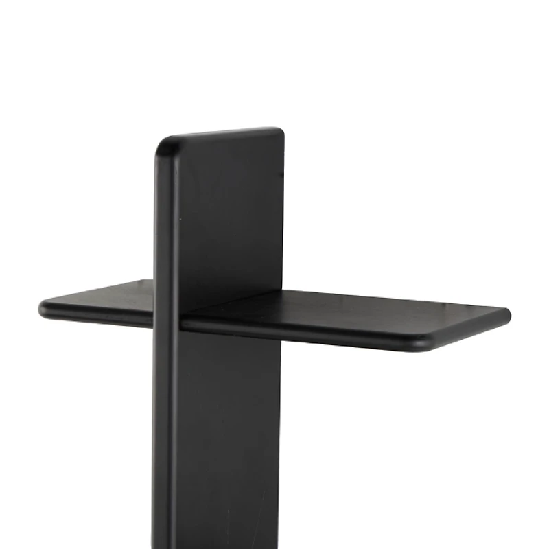 Black Wood 4-Tier Floating Wall Shelf