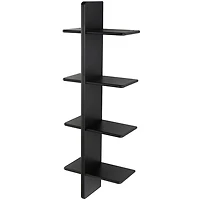 Black Wood 4-Tier Floating Wall Shelf