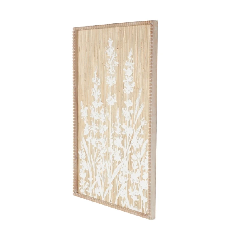 Ivory Floral Wood Beaded Wall Plaque