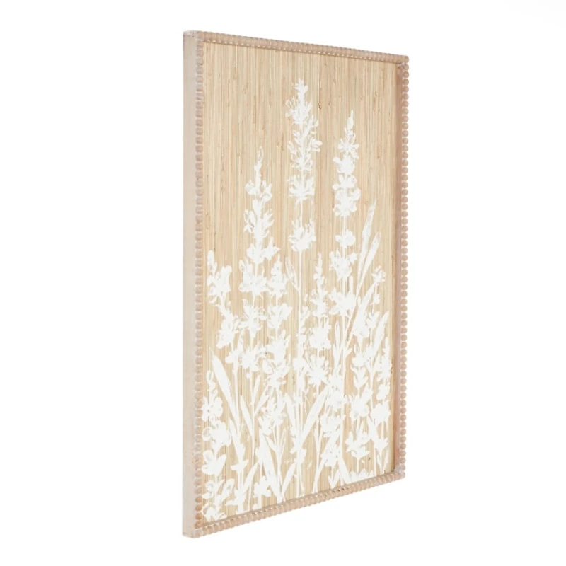 Ivory Floral Wood Beaded Wall Plaque