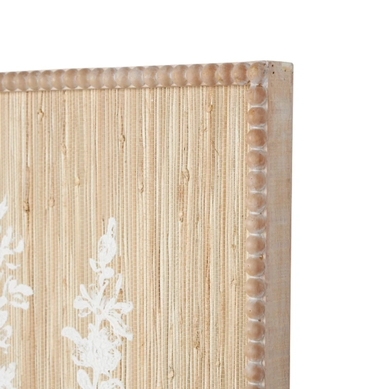 Ivory Floral Wood Beaded Wall Plaque