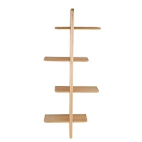 Natural Wood 4-Tier Floating Wall Shelf