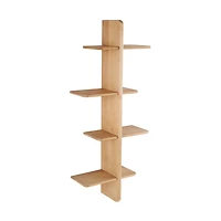 Natural Wood 4-Tier Floating Wall Shelf