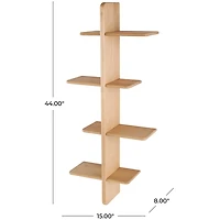 Natural Wood 4-Tier Floating Wall Shelf