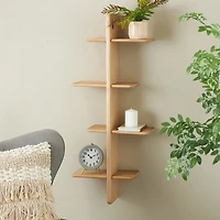 Natural Wood 4-Tier Floating Wall Shelf