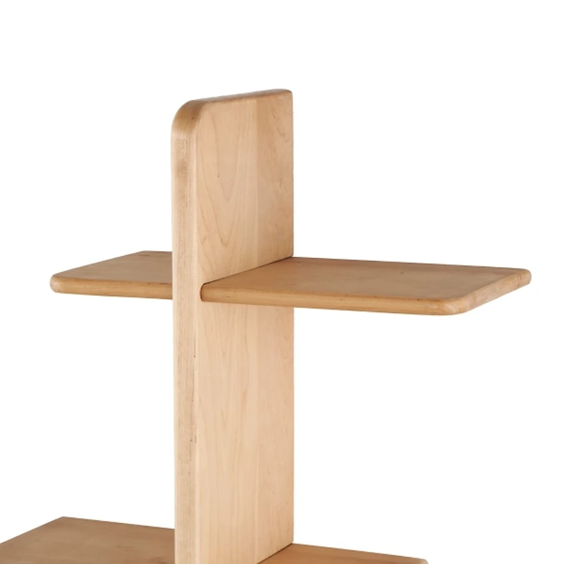 Natural Wood 4-Tier Floating Wall Shelf