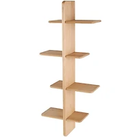Natural Wood 4-Tier Floating Wall Shelf
