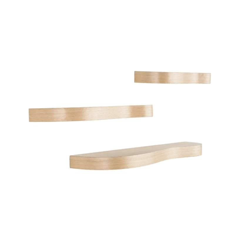 Organic Honey Wood Floating Shelves, Set of 3