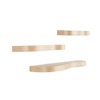 Organic Honey Wood Floating Shelves, Set of 3