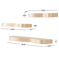 Organic Honey Wood Floating Shelves, Set of 3