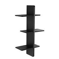 Black Birch Wood 3-Tier Floating Wall Shelf