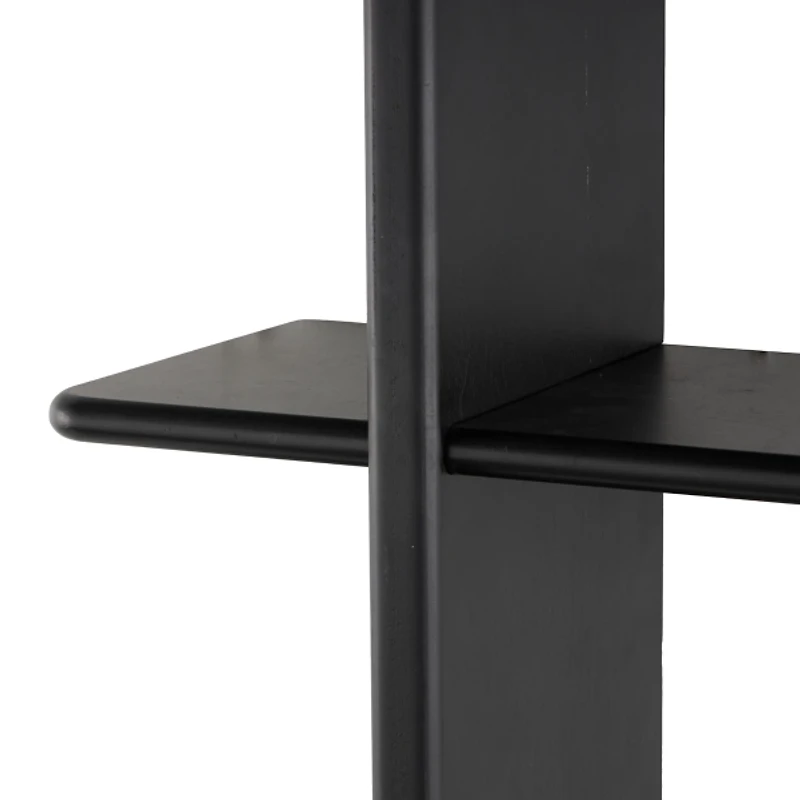 Black Birch Wood 3-Tier Floating Wall Shelf