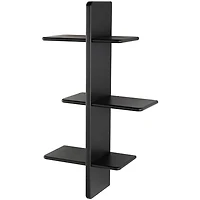 Black Birch Wood 3-Tier Floating Wall Shelf