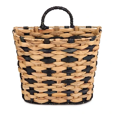 Natural and Black Woven Wall Pocket