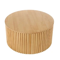 Brown Fir Wood with Slatted Base Coffee Table