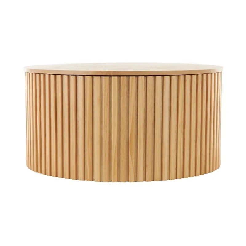 Brown Fir Wood with Slatted Base Coffee Table