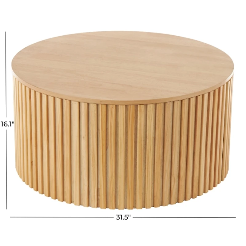 Brown Fir Wood with Slatted Base Coffee Table