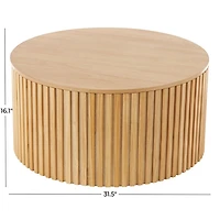 Brown Fir Wood with Slatted Base Coffee Table