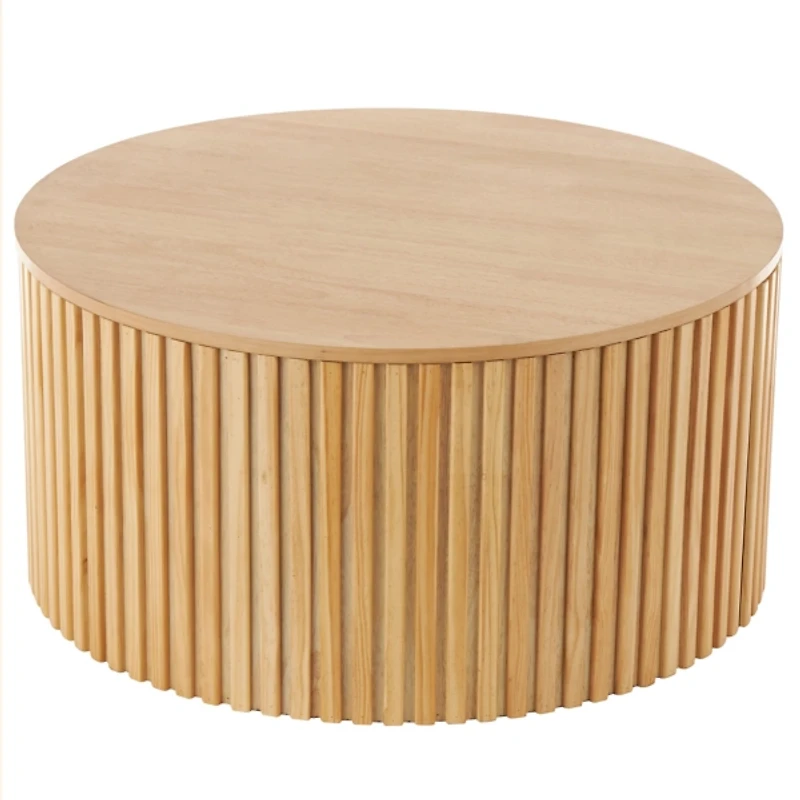 Brown Fir Wood with Slatted Base Coffee Table