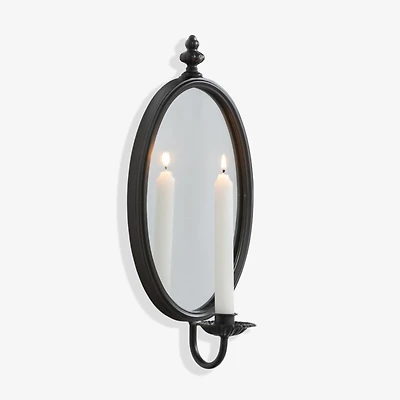 Black Mirrored Taper Candle Wall Sconce