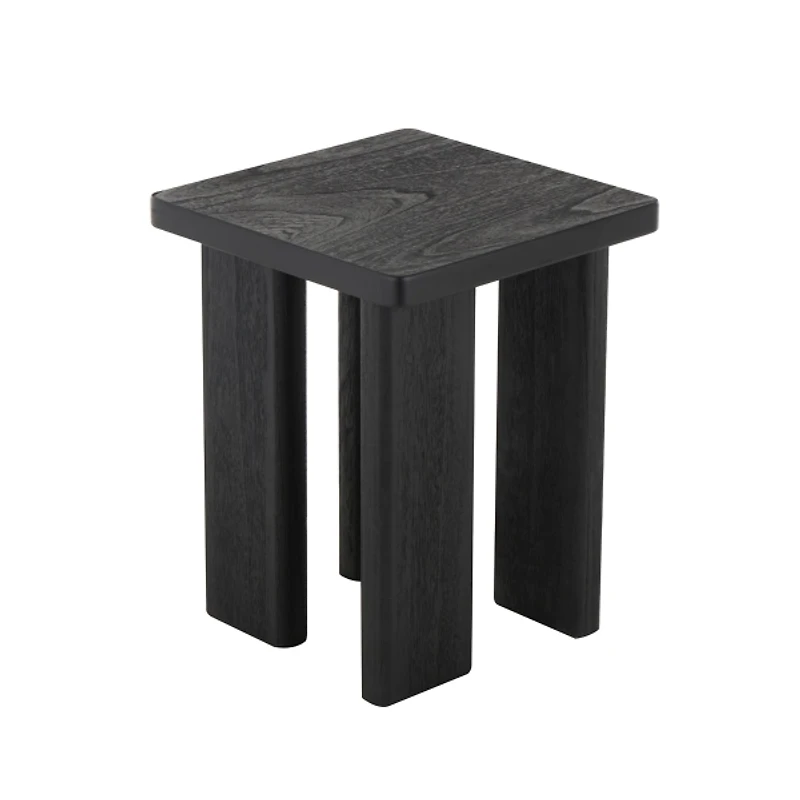 Oiled Black Wood Square Accent Table
