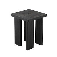 Oiled Black Wood Square Accent Table