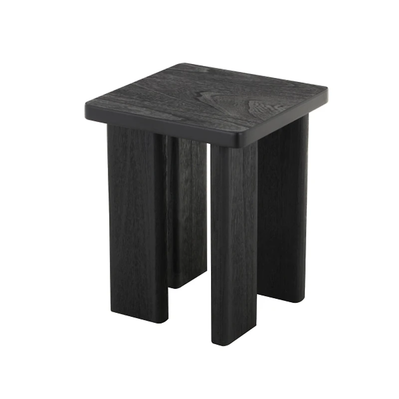 Oiled Black Wood Square Accent Table
