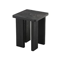 Oiled Black Wood Square Accent Table