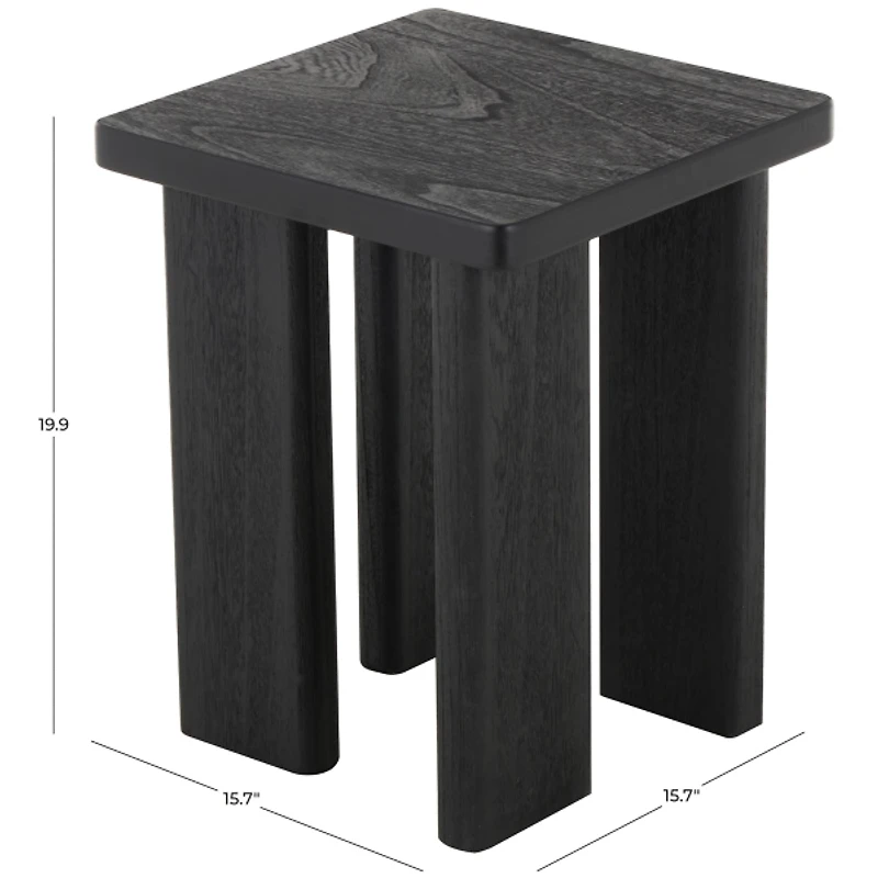 Oiled Black Wood Square Accent Table