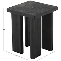 Oiled Black Wood Square Accent Table