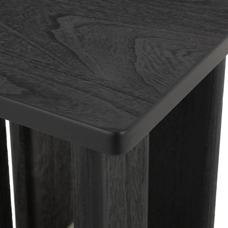 Oiled Black Wood Square Accent Table