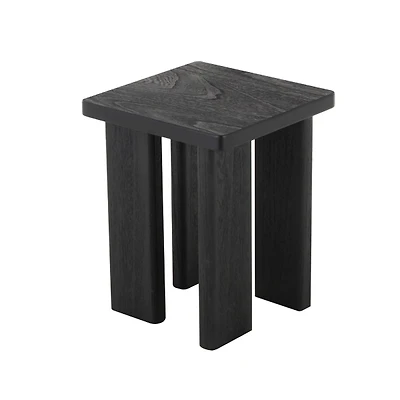 Oiled Black Wood Square Accent Table
