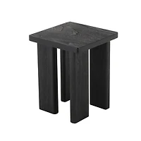 Oiled Black Wood Square Accent Table